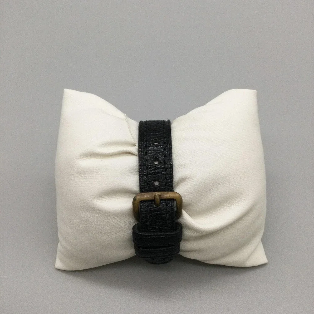 Vintage Timex Girls Scouts Watch 23mm Cream Dial Black Leather Manual Wind